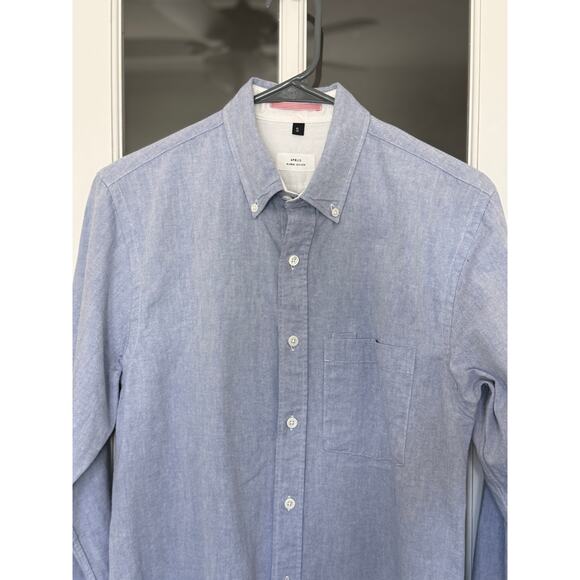 APOLIS Global Citizen Men's washed Oxford Blue Button Down Shirt size small - Picture 6 of 12
